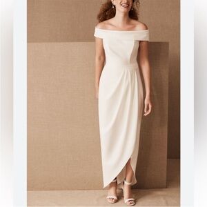 BHLDN Thompson White Dress Off Shoulder Tulip Skirt Size 4